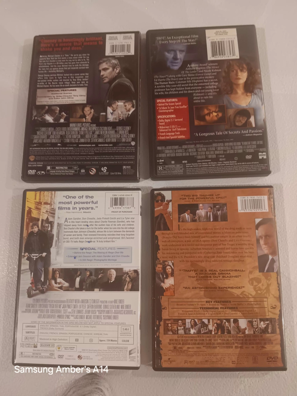 Boxed DVD Lot: Michael Clayton, The Human Stain, Reign Over Me, Traffic - Picture 2 of 2